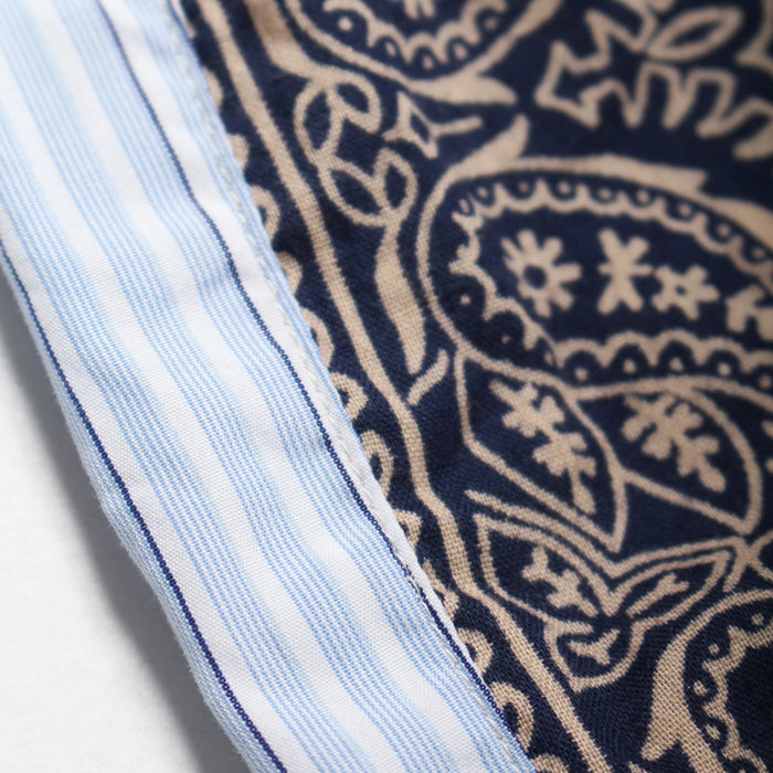 バウワウ BW241-BRSS BANDANNA REPAIR STRIPE SHIRTS BLUE STRIPE バンダナ ストライプ ボタンダウンシャツ ブルー メンズ