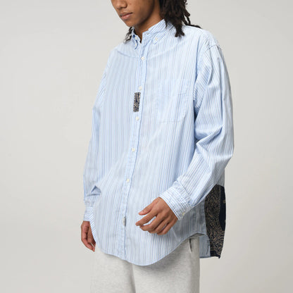 バウワウ BW241-BRSS BANDANNA REPAIR STRIPE SHIRTS BLUE STRIPE バンダナ ストライプ ボタンダウンシャツ ブルー メンズ