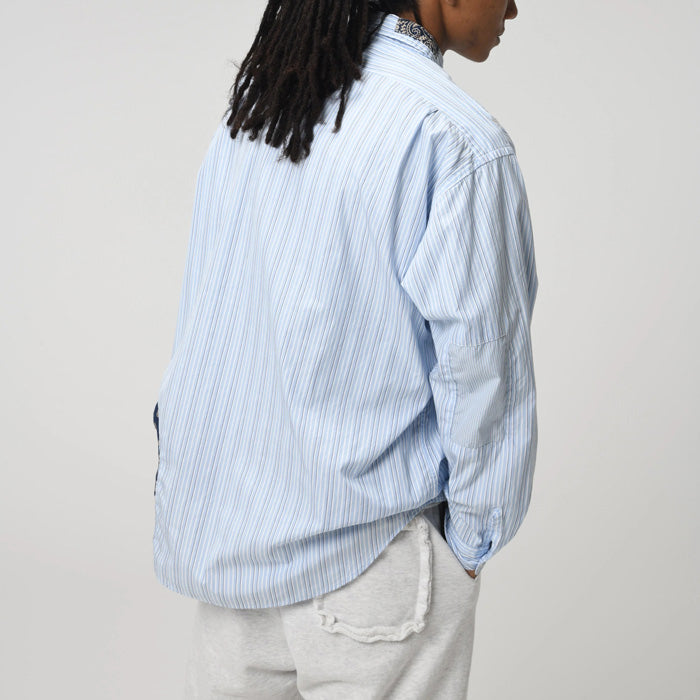 バウワウ BW241-BRSS BANDANNA REPAIR STRIPE SHIRTS BLUE STRIPE バンダナ ストライプ ボタンダウンシャツ ブルー メンズ
