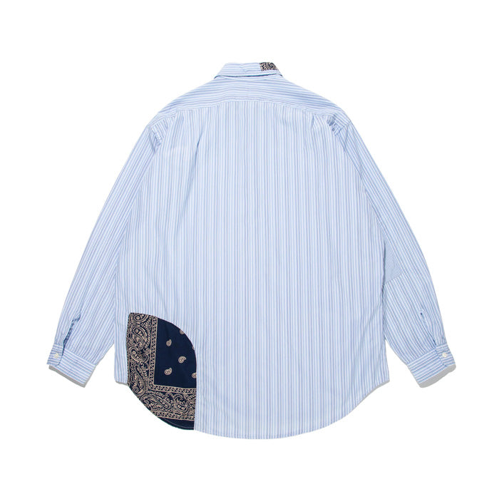 バウワウ BW241-BRSS BANDANNA REPAIR STRIPE SHIRTS BLUE STRIPE バンダナ ストライプ ボタンダウンシャツ ブルー メンズ