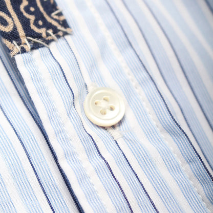 バウワウ BW241-BRSS BANDANNA REPAIR STRIPE SHIRTS BLUE STRIPE バンダナ ストライプ ボタンダウンシャツ ブルー メンズ