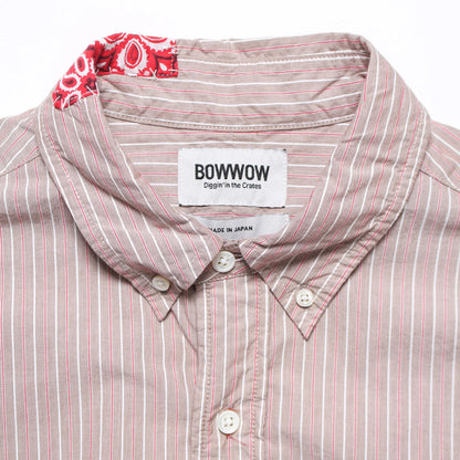 バウワウ BW241-BRSS BANDANNA REPAIR STRIPE SHIRTS BROWN STRIPE バンダナ ストライプ ボタンダウンシャツ ブラウン メンズ