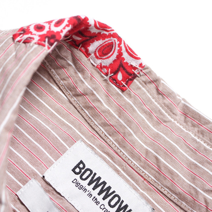 バウワウ BW241-BRSS BANDANNA REPAIR STRIPE SHIRTS BROWN STRIPE バンダナ ストライプ ボタンダウンシャツ ブラウン メンズ