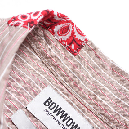 バウワウ BW241-BRSS BANDANNA REPAIR STRIPE SHIRTS BROWN STRIPE バンダナ ストライプ ボタンダウンシャツ ブラウン メンズ