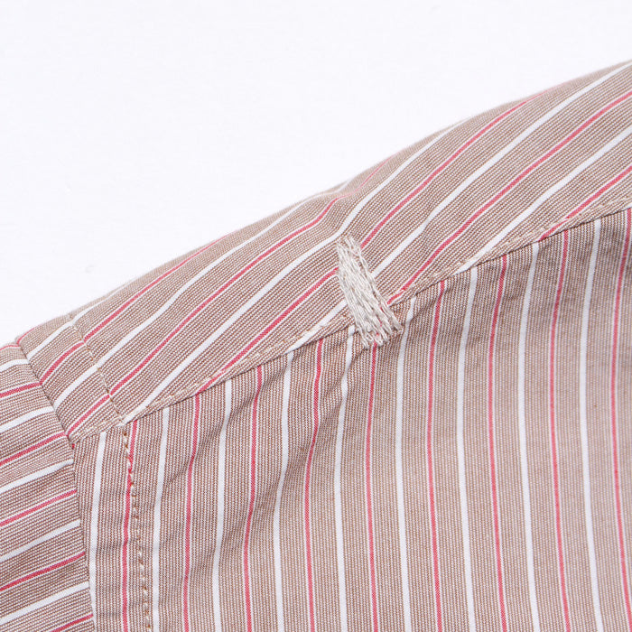 バウワウ BW241-BRSS BANDANNA REPAIR STRIPE SHIRTS BROWN STRIPE バンダナ ストライプ ボタンダウンシャツ ブラウン メンズ
