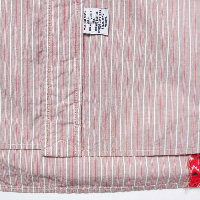 バウワウ BW241-BRSS BANDANNA REPAIR STRIPE SHIRTS BROWN STRIPE バンダナ ストライプ ボタンダウンシャツ ブラウン メンズ