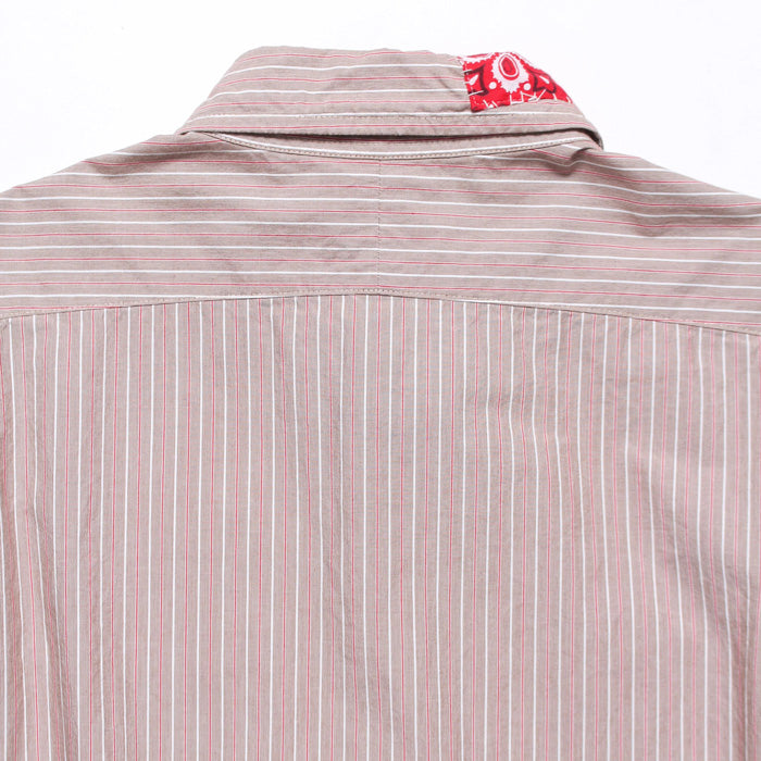 バウワウ BW241-BRSS BANDANNA REPAIR STRIPE SHIRTS BROWN STRIPE バンダナ ストライプ ボタンダウンシャツ ブラウン メンズ