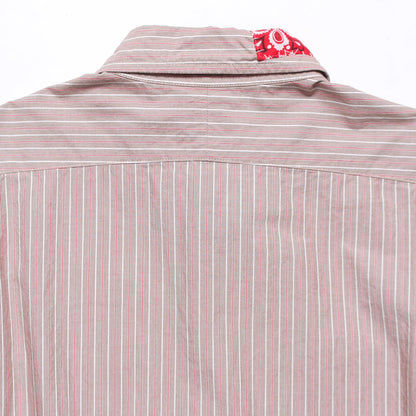 バウワウ BW241-BRSS BANDANNA REPAIR STRIPE SHIRTS BROWN STRIPE バンダナ ストライプ ボタンダウンシャツ ブラウン メンズ