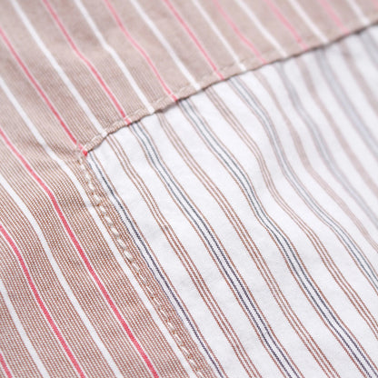 バウワウ BW241-BRSS BANDANNA REPAIR STRIPE SHIRTS BROWN STRIPE バンダナ ストライプ ボタンダウンシャツ ブラウン メンズ
