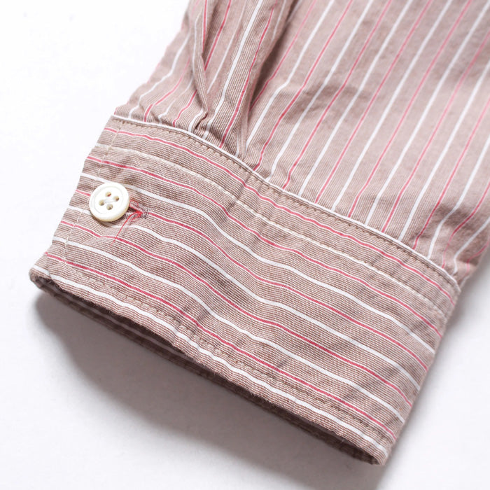 バウワウ BW241-BRSS BANDANNA REPAIR STRIPE SHIRTS BROWN STRIPE バンダナ ストライプ ボタンダウンシャツ ブラウン メンズ