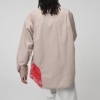 バウワウ BW241-BRSS BANDANNA REPAIR STRIPE SHIRTS BROWN STRIPE バンダナ ストライプ ボタンダウンシャツ ブラウン メンズ