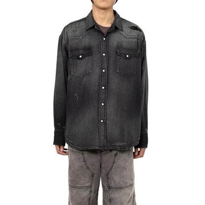 カミヤ G14SH041 Denim Western Shirt ブラック メンズ 長袖 デニム シャツ 8oz デニムウエスタンシャツ
