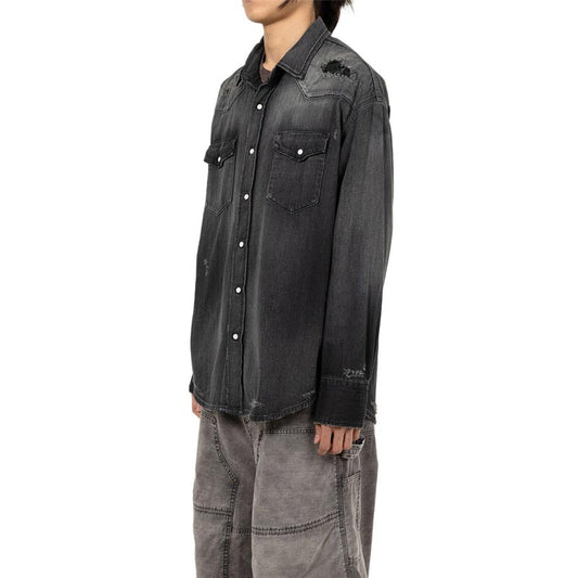 カミヤ G14SH041 Denim Western Shirt ブラック メンズ 長袖 デニム シャツ 8oz デニムウエスタンシャツ