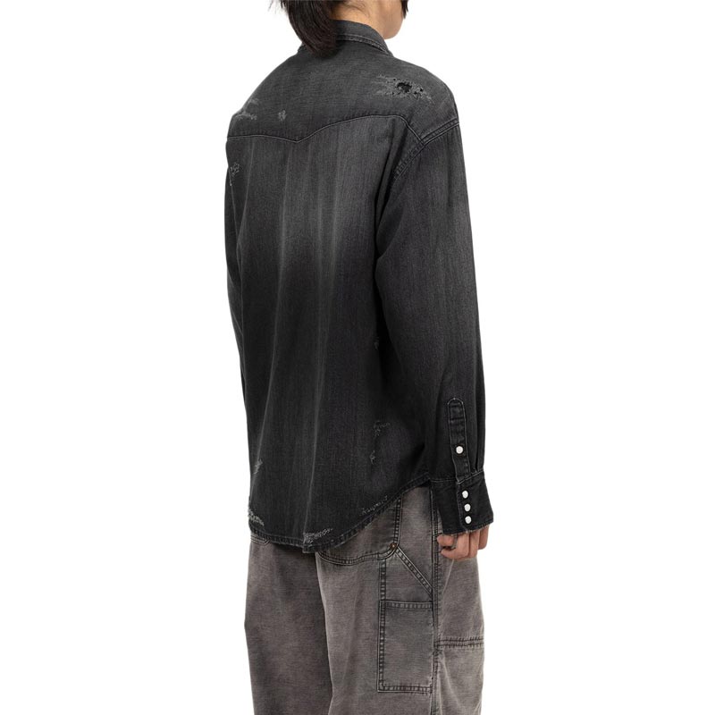 カミヤ G14SH041 Denim Western Shirt ブラック メンズ 長袖 デニム シャツ 8oz デニムウエスタンシャツ