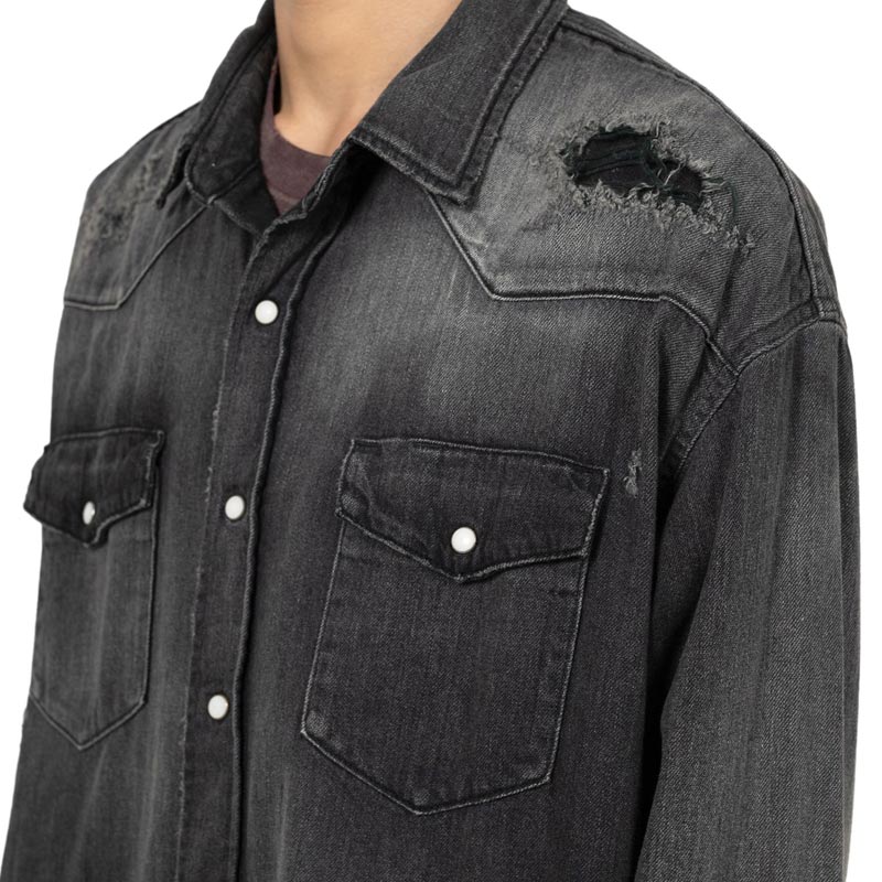 カミヤ G14SH041 Denim Western Shirt ブラック メンズ 長袖 デニム シャツ 8oz デニムウエスタンシャツ