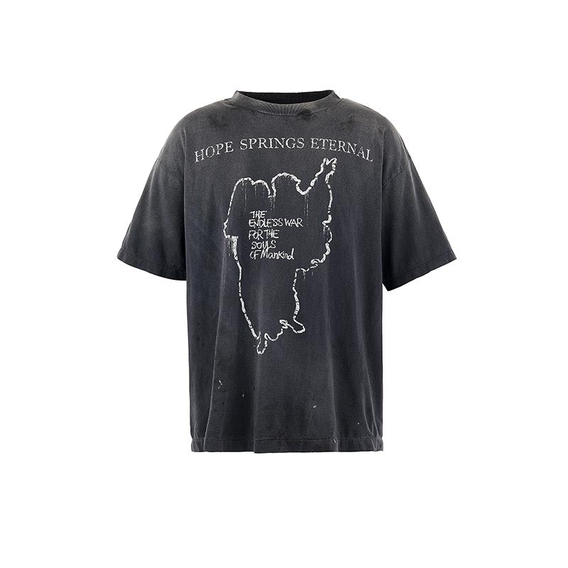 セントマイケル SM-HR8-0000-006 SS TEE / HOPE SPRING / BLACK メンズ 半袖 プリント Tシャツ バックプリント