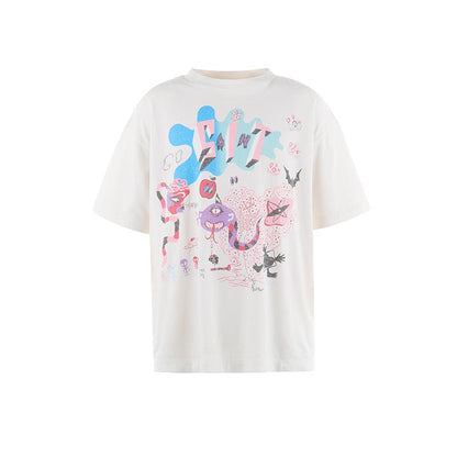 セントマイケル SM-HR8-0000-023 SS TEE / DAY OF THE FREAKS / WHTメンズ 半袖 プリント Tシャツ バックプリント