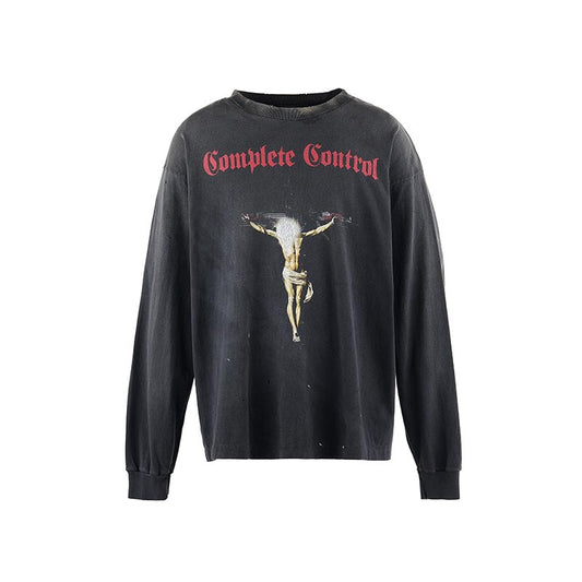 セントマイケル SM-HR8-0000-C26 KK_LS TEE / COMPLETE / BLACK メンズ 長袖 プリント Tシャツ バックプリント ロンT