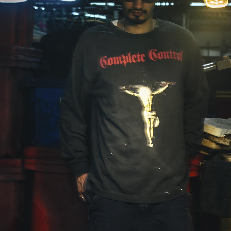 セントマイケル SM-HR8-0000-C26 KK_LS TEE / COMPLETE / BLACK メンズ 長袖 プリント Tシャツ バックプリント ロンT