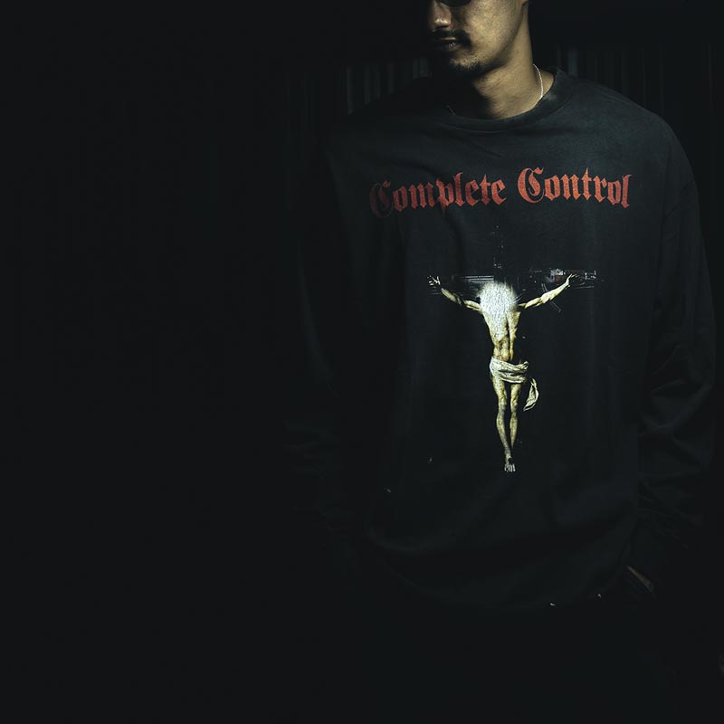 セントマイケル SM-HR8-0000-C26 KK_LS TEE / COMPLETE / BLACK メンズ 長袖 プリント Tシャツ バックプリント ロンT