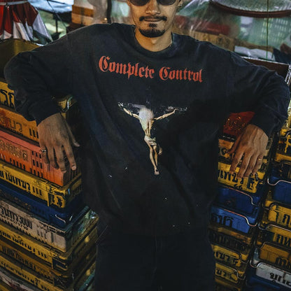 セントマイケル SM-HR8-0000-C26 KK_LS TEE / COMPLETE / BLACK メンズ 長袖 プリント Tシャツ バックプリント ロンT