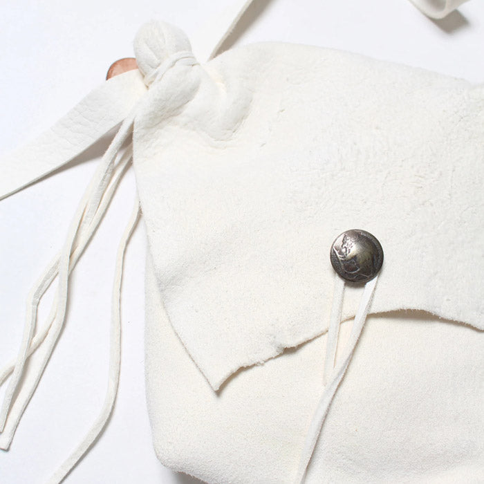 バウワウ BW241-DSBS DEER SKIN BAG SUEDE WHITE ディアスエードポーチ リアルコンチョ スエードバージョン ホワイト メンズ