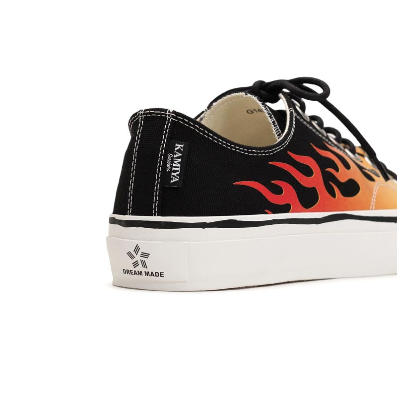 カミヤ G14FW703 "Joey"Fire Pattern Vulcanized Sneaker ブラック メンズ スニーカー シューズ