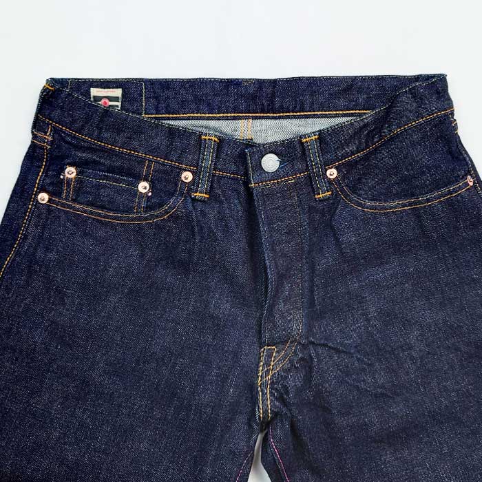 桃太郎ジーンズ × UNIQUE JEAN STORE コラボデニム Corpokkur コロポックル 熊 0201UJS-K 2023年 限定 特別プリント チェーンステッチ 裾上げ無料