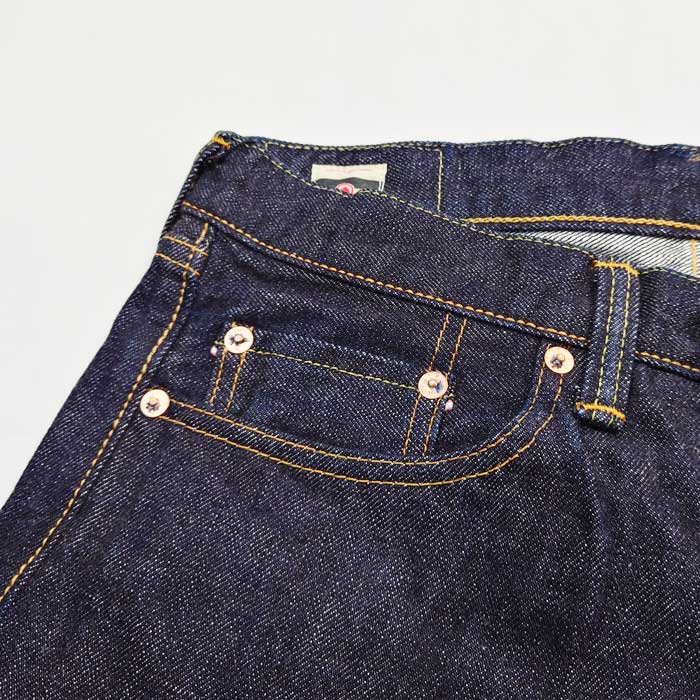 桃太郎ジーンズ × UNIQUE JEAN STORE コラボデニム Corpokkur コロポックル 熊 0201UJS-K 2023年 限定 特別プリント チェーンステッチ 裾上げ無料