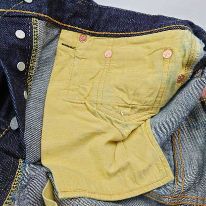 桃太郎ジーンズ × UNIQUE JEAN STORE コラボデニム Corpokkur コロポックル 熊 0201UJS-K 2023年 限定 特別プリント チェーンステッチ 裾上げ無料