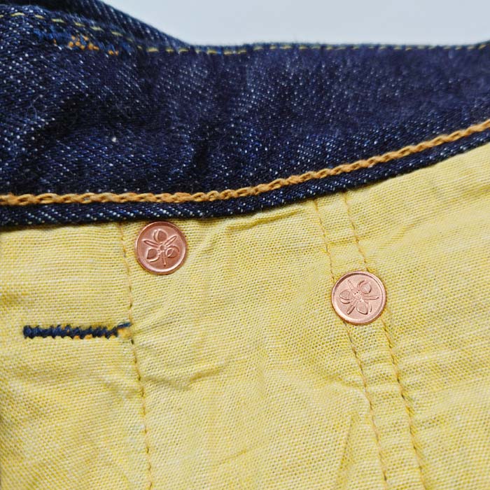 桃太郎ジーンズ × UNIQUE JEAN STORE コラボデニム Corpokkur コロポックル 熊 0201UJS-K 2023年 限定 特別プリント チェーンステッチ 裾上げ無料