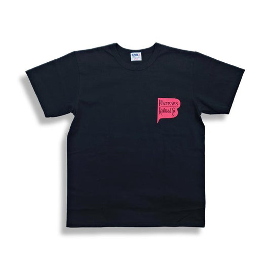 フェローズ 23S-PMT4 Pherrow's Railroad TEE ブラック バックプリント 半袖 プリント Tシャツ メンズ