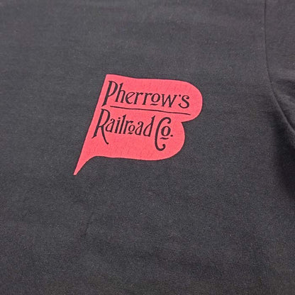 フェローズ 23S-PMT4 Pherrow's Railroad TEE ブラック バックプリント 半袖 プリント Tシャツ メンズ