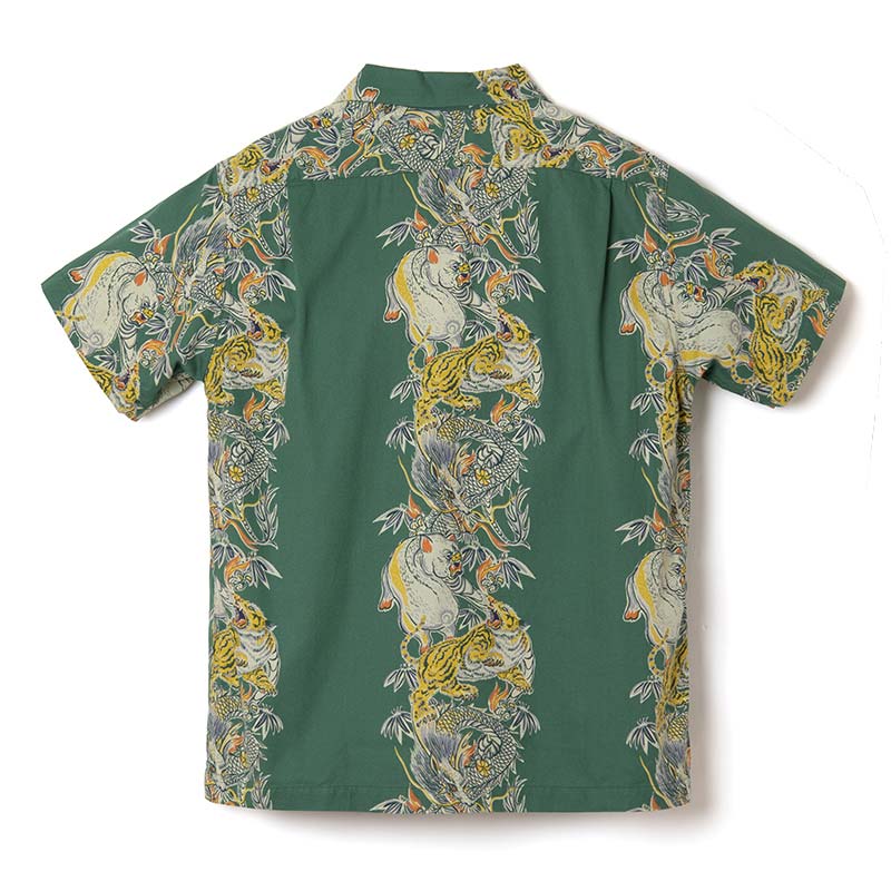 ステュディオ・ダ・ルチザン 5721 トルネード豚アロハシャツ グリーン メンズ 半袖 シャツ