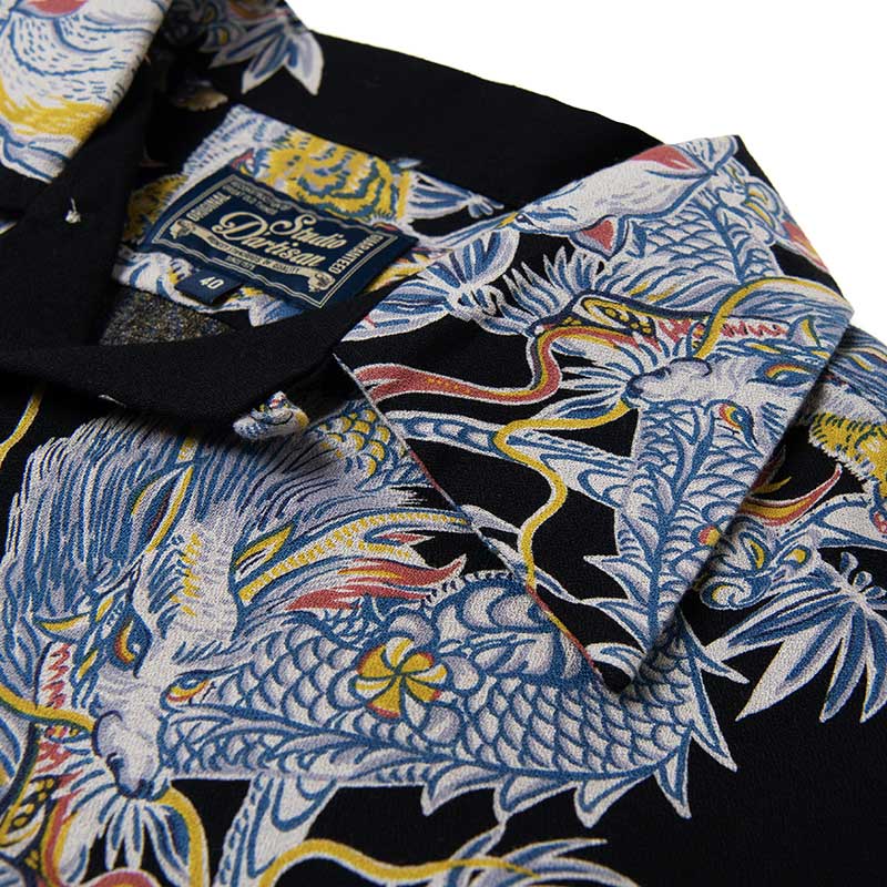 ステュディオ・ダ・ルチザン 5721 トルネード豚アロハシャツ ブラック メンズ 半袖 シャツ