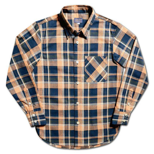 25SS デラックスウエア MV-15 ORANGE NAVY CHECK オレンジネイビー メンズ 長袖 ネルシャツ
