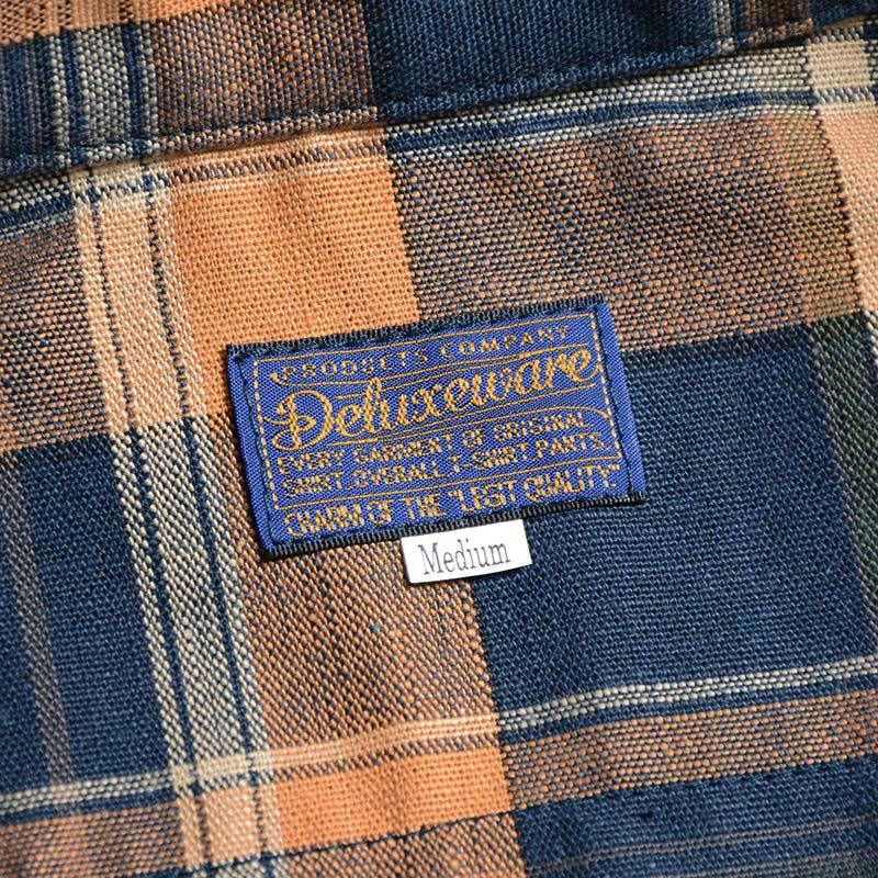 25SS デラックスウエア MV-15 ORANGE NAVY CHECK オレンジネイビー メンズ 長袖 ネルシャツ