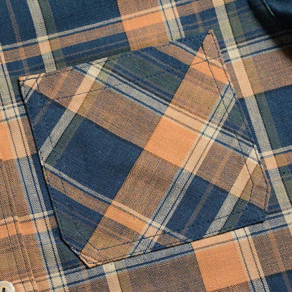 25SS デラックスウエア MV-15 ORANGE NAVY CHECK オレンジネイビー メンズ 長袖 ネルシャツ