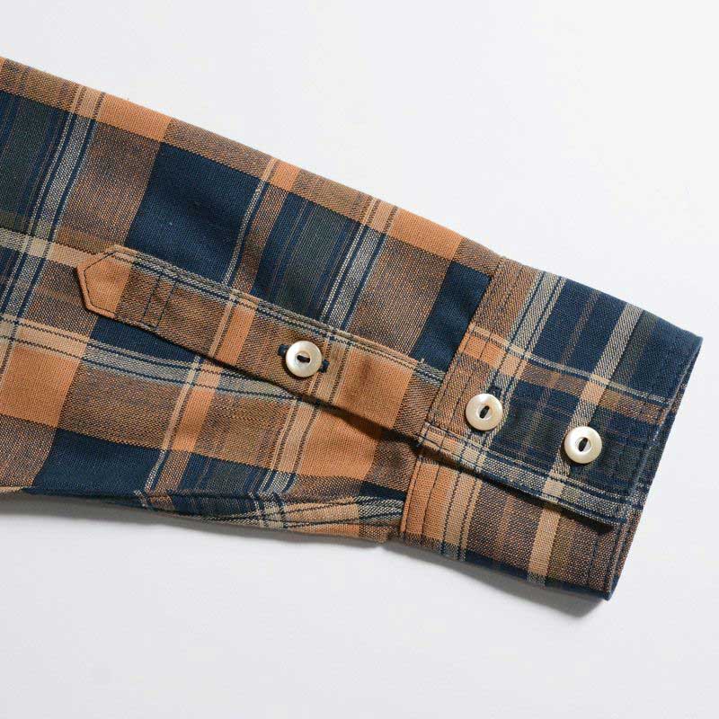 25SS デラックスウエア MV-15 ORANGE NAVY CHECK オレンジネイビー メンズ 長袖 ネルシャツ