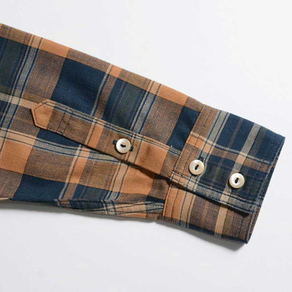 25SS デラックスウエア MV-15 ORANGE NAVY CHECK オレンジネイビー メンズ 長袖 ネルシャツ