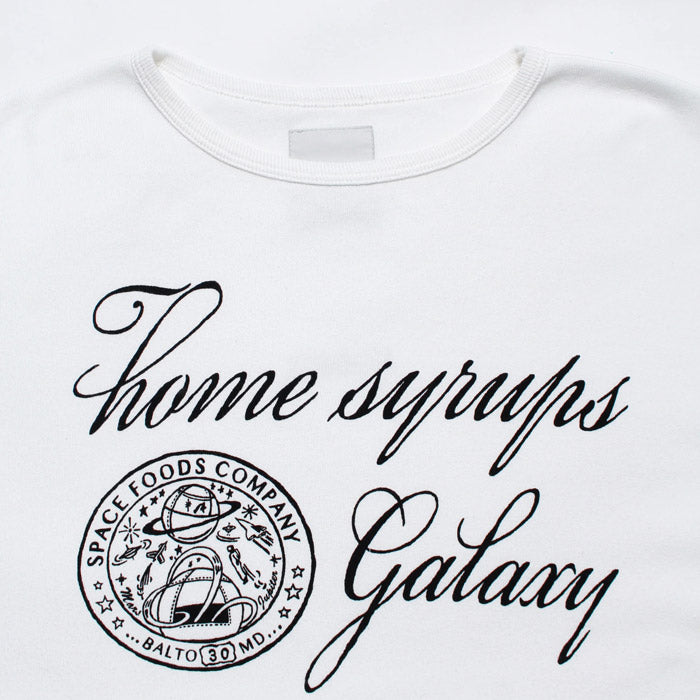バウワウ BW241-GSBC GALAXY SYRUP BB CS WHITE × BLACK 植毛フロッキープリント ロングスリーブTシャツ ホワイトブラック メンズ
