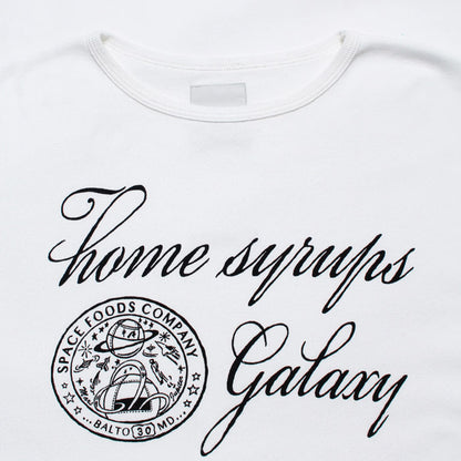 バウワウ BW241-GSBC GALAXY SYRUP BB CS WHITE × BLACK 植毛フロッキープリント ロングスリーブTシャツ ホワイトブラック メンズ