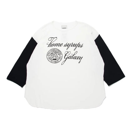 バウワウ BW241-GSBC GALAXY SYRUP BB CS WHITE × BLACK 植毛フロッキープリント ロングスリーブTシャツ ホワイトブラック メンズ