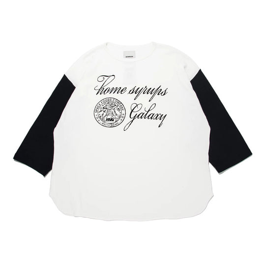 バウワウ BW241-GSBC GALAXY SYRUP BB CS WHITE × BLACK 植毛フロッキープリント ロングスリーブTシャツ ホワイトブラック メンズ