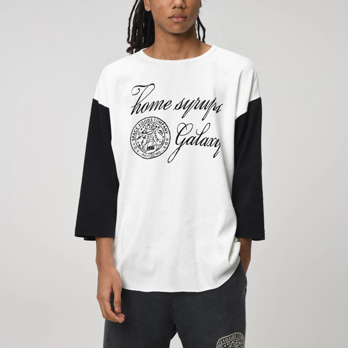 バウワウ BW241-GSBC GALAXY SYRUP BB CS WHITE × BLACK 植毛フロッキープリント ロングスリーブTシャツ ホワイトブラック メンズ