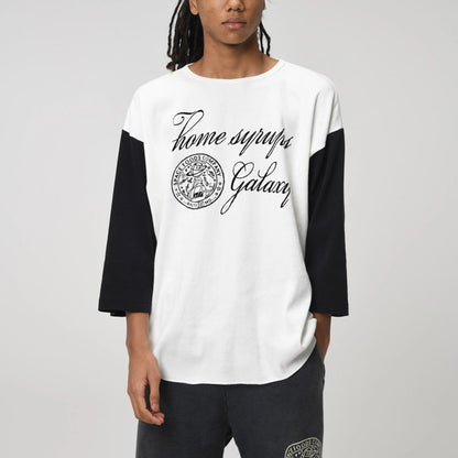 バウワウ BW241-GSBC GALAXY SYRUP BB CS WHITE × BLACK 植毛フロッキープリント ロングスリーブTシャツ ホワイトブラック メンズ
