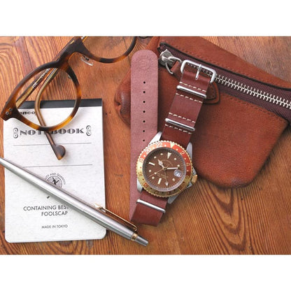 ヴァーグウォッチ BG001 BRWN GMT イエローゴールド メンズ 腕時計 ミリタリー ダイバーズウオッチ レザーベルト 防水 ケース付き