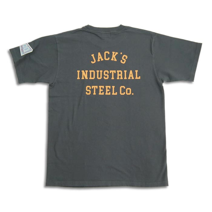 フェローズ 24S-PT3 JACK'S INDUSTRIAL STEEL Co. メンズ プリント Tシャツ S.ブラック バックプリント ワッペン カスタム カットソー
