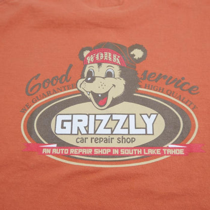 フェローズ 24S-PT11 GRIZZLY car repair shop メンズ プリント Tシャツ M.オレンジ 半袖 バックプリント 車整備会社 スタッフTee