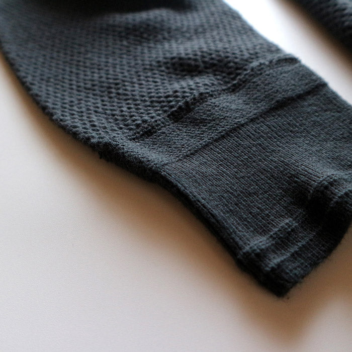 ループアンドウェフト LRH1036 DOUBLE FACE HEX HONEYCOMB HENLEY NECK THERMAL A.BLACK ヘンリーネックサーマル アンティークブラック メンズ